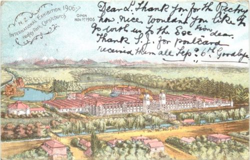 Christchurch NZ - International Exhibition 1906 - Litho
