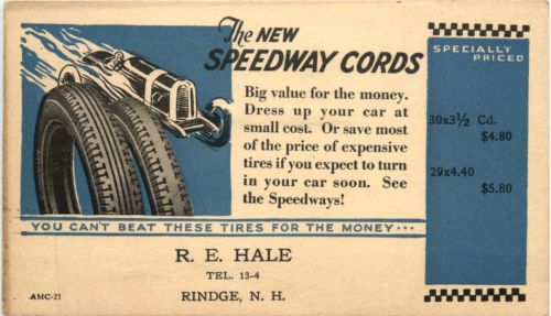 Speedway Cords - Rindge NH - Werbung