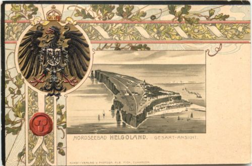 Helgoland - Litho Prägekarte