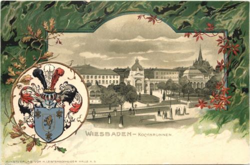 Wiesbaden - Litho Prägekarte