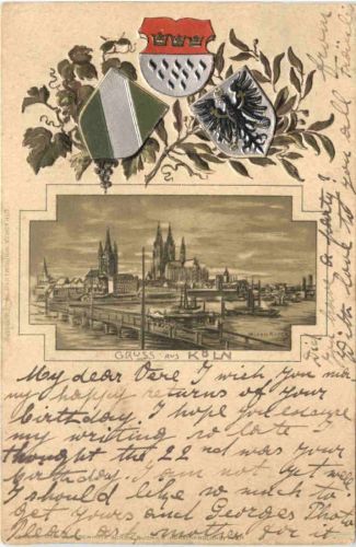 Gruss aus Köln - Litho Prägekarte
