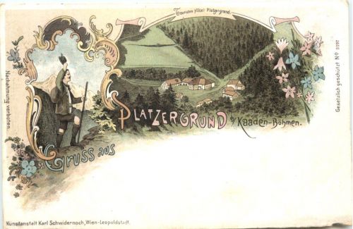 Gruss aus Platzergrund bei Kaaden Böhmen - Litho