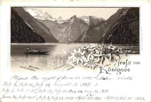 Gruss vom Königssee - Litho 1892