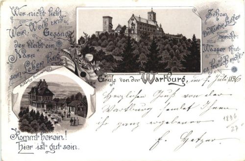 Gruss von der Wartburg - Litho