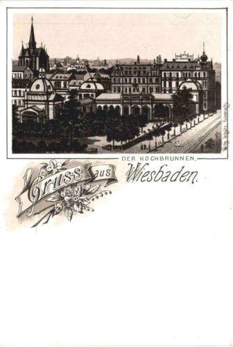 Gruss von der Wiesbaden - Litho