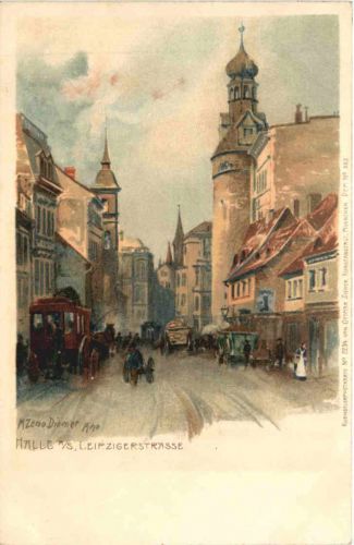 Halle Saale - Leipzierstrasse - Künstler Zemo Diemer- Litho