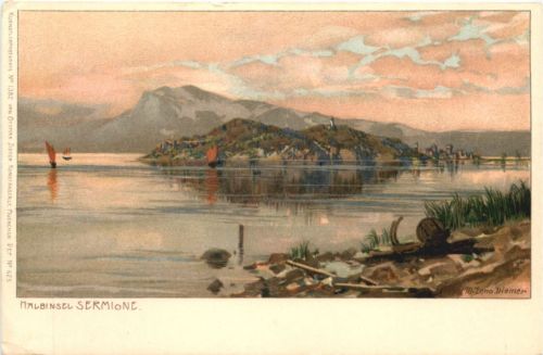 Halbinsel Sermione - Künstler Zemo Diemer - Litho Kontinent - Litho