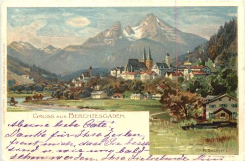 Gruss aus Berchtesgaden - Künstler H Deuchert - Litho