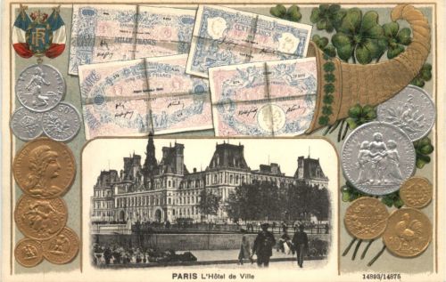 PAris - L Hotel de Ville - Geld auf Ansichtskarten - Litho