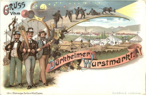 Bad Dürkheim - Gruss vom Wurstmarkt - Litho