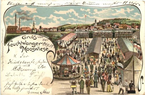 Feuchtwangen - Gruss von der Mooswiese - Litho
