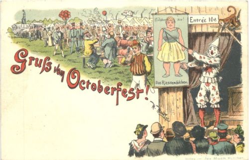 München - Gruss vom Oktoberfest - Litho