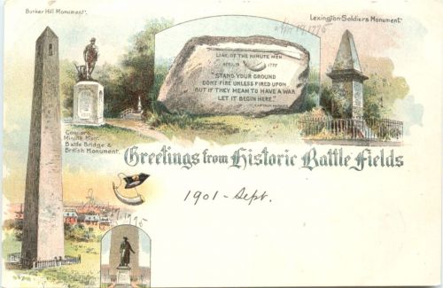 Greetings fom Historic Battle Fields USA - Litho