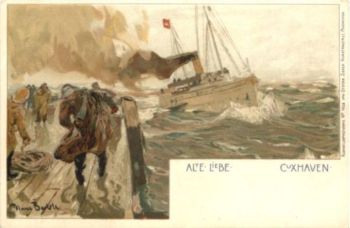 Cuxhaven - Alte Liebe - Künstler Hans Bartels - Litho