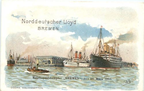 Southampton - Dampfer Bremen - Litho