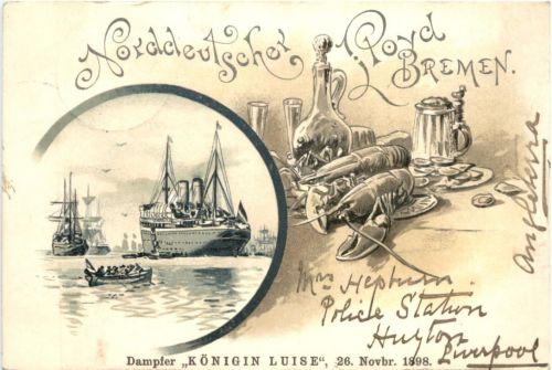 Norddeutscher Lloyd Bemen - Dampfer Königin Luise - Litho