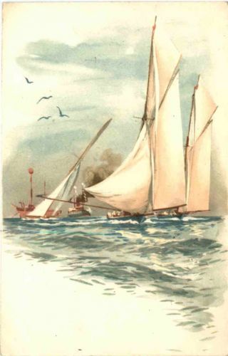 Segelboote - Litho