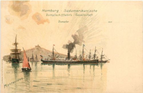 Montevideo - Hamburg Südamerikanische Dampfschifffahrts Gesellschaft - Litho