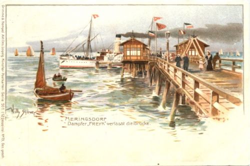 Heringsdorf - Litho - Künstler Willy Stöwer