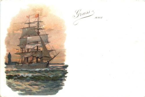 Segelschiff Hamburger Bark - Litho