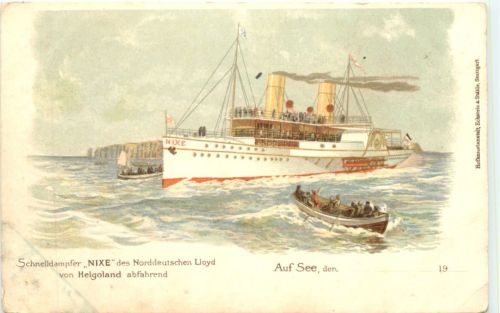 Helgoland - SchnelldampferNixe - Litho
