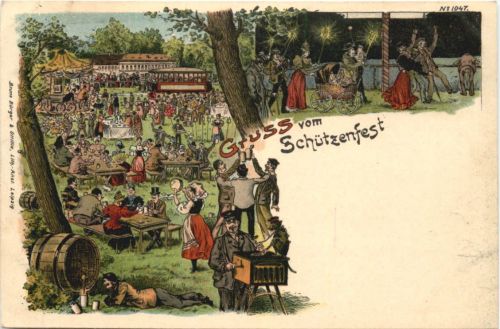 Gruss vom Schützenfest - Litho