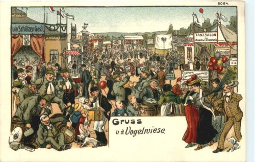 Dresden - Gruss von der Vogelwiese - Litho