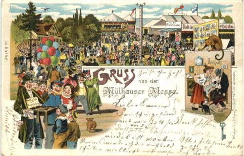Mülhausen Elsass - Gruss von der Messe - Litho