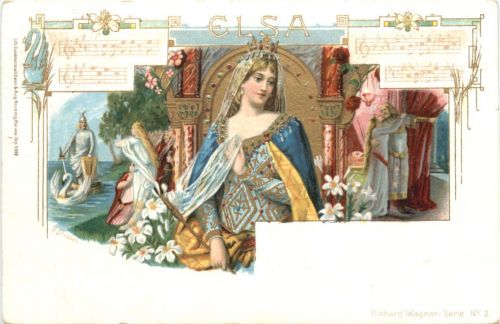 Richard Wagner Serie Elsa - Litho - Verlag Brüning Hanau