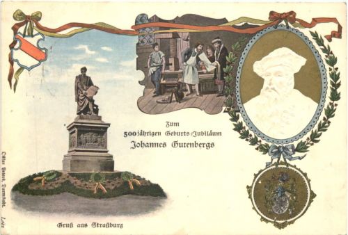 Strassburg - 500. Geburtstag Johannes Gutenberg - Litho - Ganzsache PP15 D14