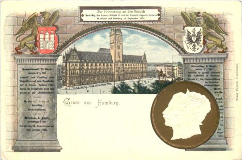 Hamburg - Besuch des Kaiserpaares - Litho - Ganzsache PP27 C57