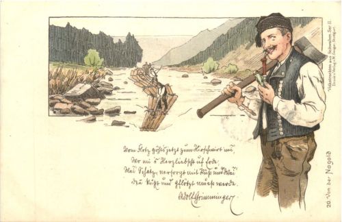 Von der Nagold - Künstler Ak - Litho