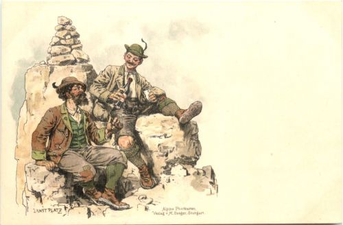 Bergsteigen - Künstler Ak Ernst Platz - Litho