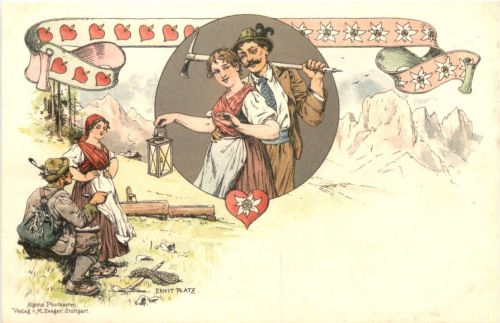 Bergsteigen - Künstler Ak Ernst Platz - Litho