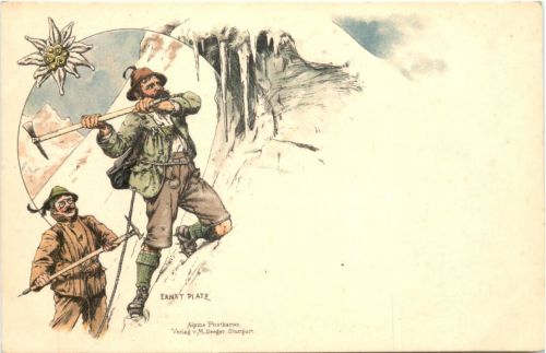 Bergsteigen - Künstler Ak Ernst Platz - Litho