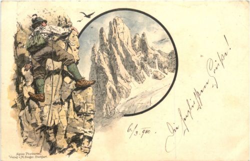 Bergsteigen - Künstler Ak Ernst Platz - Litho