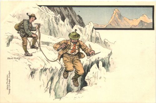 Bergsteigen - Künstler Ak Ernst Platz - Litho