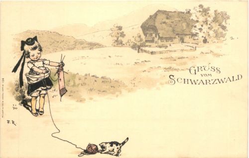Gruss vom Schwarzwald - Künstler Ak Fritz Reiß - Litho