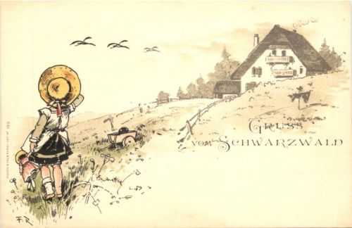 Gruss vom Schwarzwald - Künstler Ak Fritz Reiß - Litho
