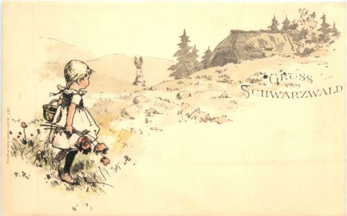 Gruss vom Schwarzwald - Künstler Ak Fritz Reiß - Litho