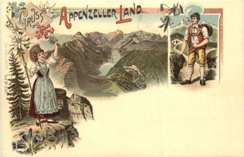 Gruss aus dem Appenzellerland - Litho