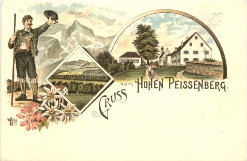 Gruss vom Hohen Peissenberg - Litho