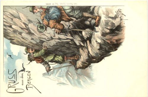 Gruss aus den Bergen - Künstler Ak Arthur Thiele- Litho