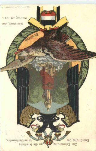 Karlsbad - Erinnerung Enthüllung Kaiserdenkmals 1911 - Litho