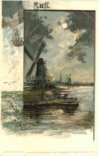 Künstler Ak Luft - Windmühle