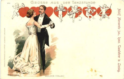 Liesing Gruss von der Tanzstunde - Tanzen - Litho