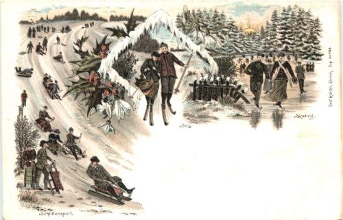 Ski - Schlittensport Skating - Litho