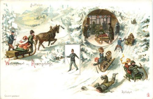 Wintersport im Riesengebirge - Litho