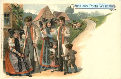 Gruss aus Porta Westfalica - Litho