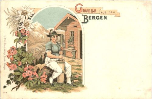 Gruss aus den Bergen - Litho